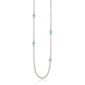 COSCIA PEARL NECKLACE "LELUNE" WITH GOLD ELEMENTS AND AQUAMARINES
