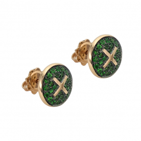 GOLD EARRINGS WITH TSAVORITES "BUTTON"
