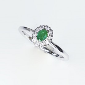 ALBERTI  GOLD RING WITH DIAMONDS AND EMERALD
