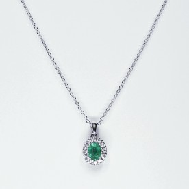 ALBERTI GOLD NECKLACE WITH DIAMONDS AND EMERALD