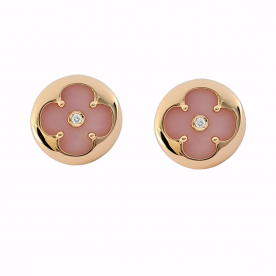 ROSE GOLD EARRINGS "HAPPY CLOVERLEAF" with pink opal and diamonds