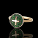 GOLD RING WITH TSAVORITES "BUTTON"