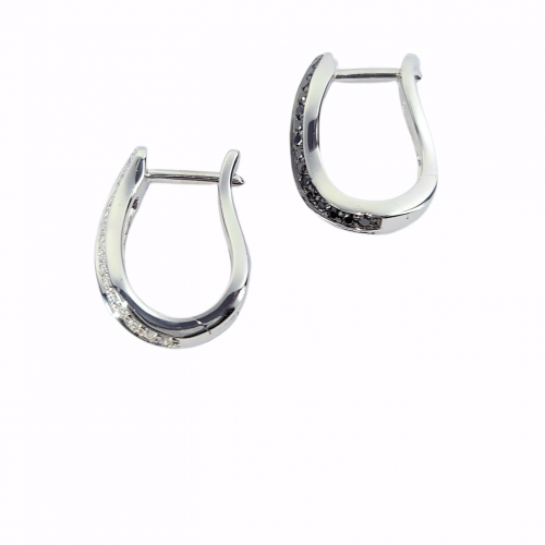White gold earrings with white and black diamonds
