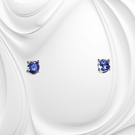 White gold ear studs with tanzanite