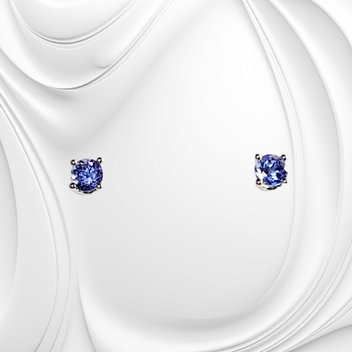 White gold ear studs with tanzanite