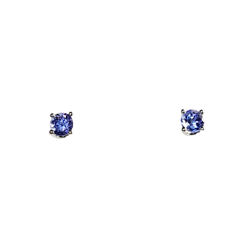 White gold ear studs with tanzanite