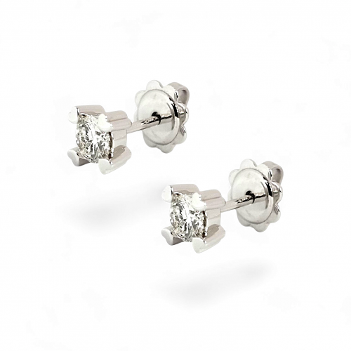 White gold earrings HEARTS with diamonds