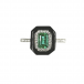 White gold ring with emerald, diamonds and black onyx