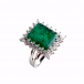 White gold ring with emerald and diamonds