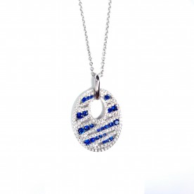 White gold necklace with diamonds and sapphires