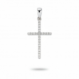 White gold pendant - cross with diamonds