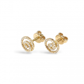 Yellow gold ear studs with diamonds