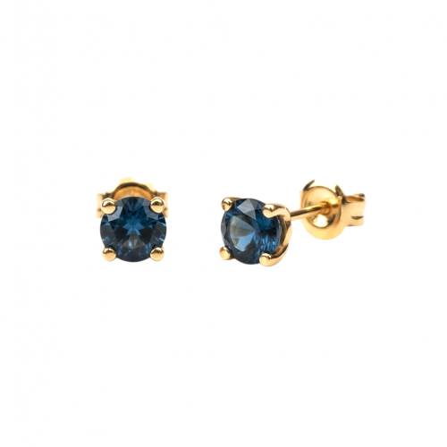 Yellow gold earring with London Topaz