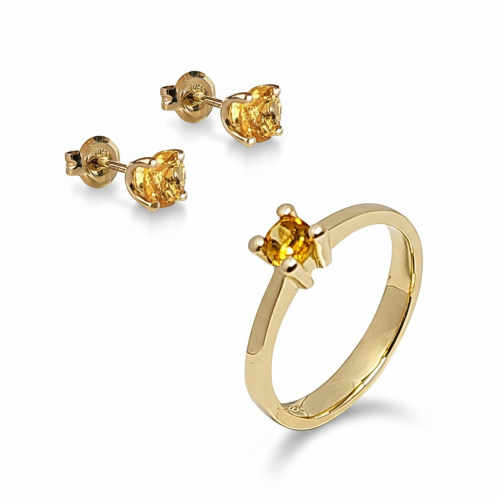 Dzeltenā zelta auskari ar citrīniem