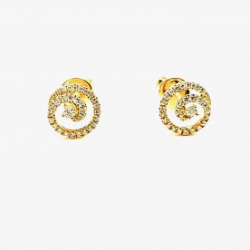 Yellow gold ear studs with diamonds