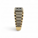 Men's ring CHESS in white and yellow gold with onyx and mother-of-pearl shell