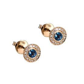 Rose gold earrings with diamonds and London topaz
