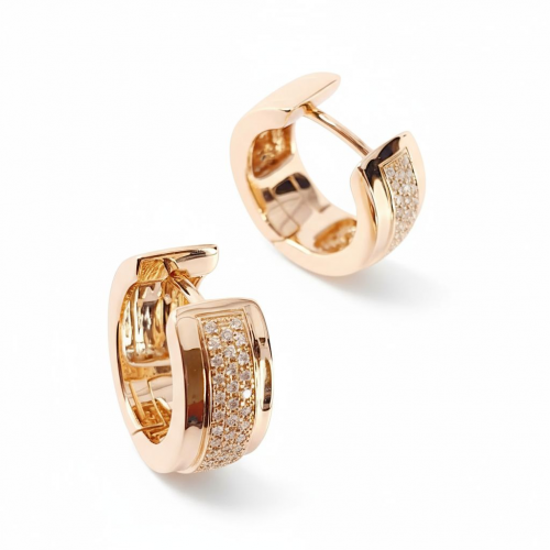 Rozā zelta auskari ar briljantiem