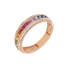 Rose gold ring with rainbow sapphires and white diamonds