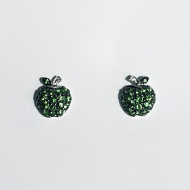 EARRINGS " GREEN APPLES" WITH DIAMONDS AND GREEN GARNET