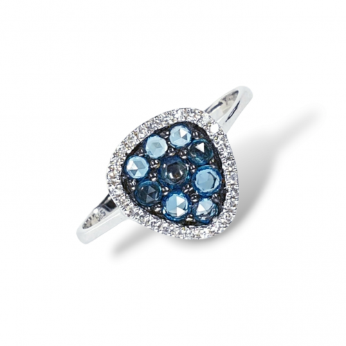 RING WITH DIAMONDS AND LONDON TOPAZ