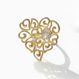 RING "HEART" WITH DIAMONDS