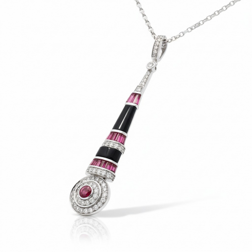 КОЛЬЕ С БРИЛЛИАНТАМИ И РУБИНАМИ