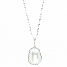 WHITE GOLD NECKLACE WITH AUSTRALIAN SOUTH SEA PEARL AND DIAMONDS
