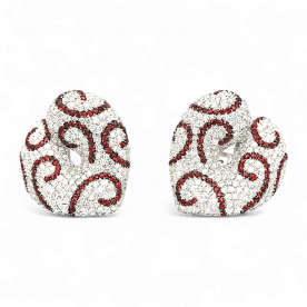 Palmiero Jewellery white gold earrings with diamonds and red sapphires