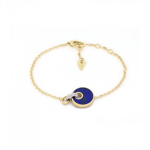 Bracelet in yellow and white gold with diamonds and lapis lazuli