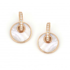 Rose gold earrings with diamonds and mother of pearl