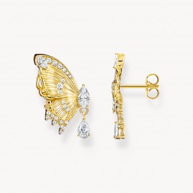 THOMAS SABO SILVER BUTTERFLY EARRINGS WITH GOLD PLATING WITH ZIRCONIA