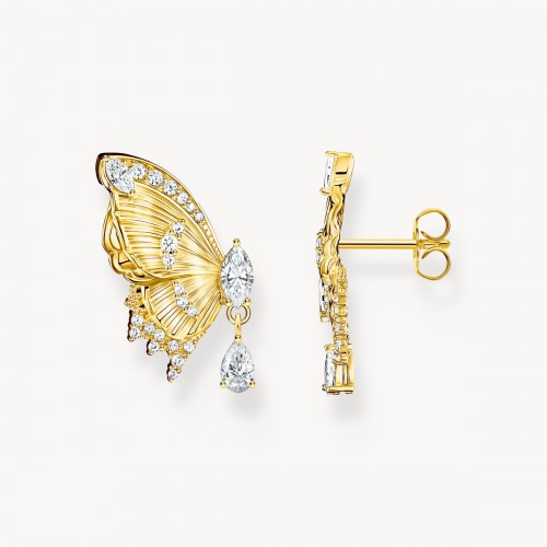 THOMAS SABO SILVER BUTTERFLY EARRINGS WITH GOLD PLATING WITH ZIRCONIA